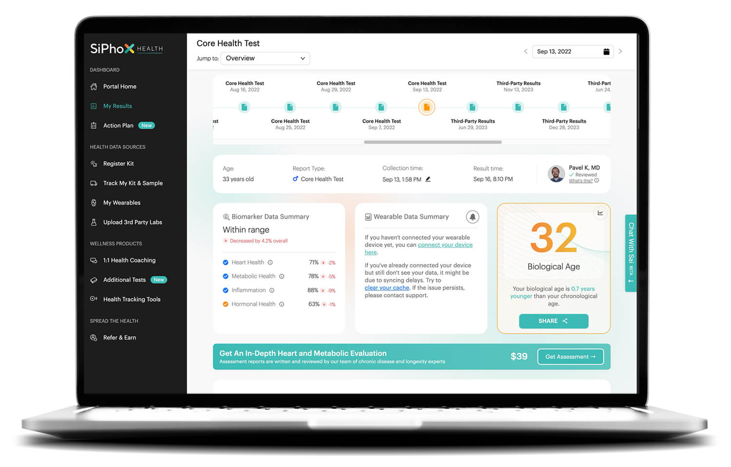 Clinical-grade results via secure portal